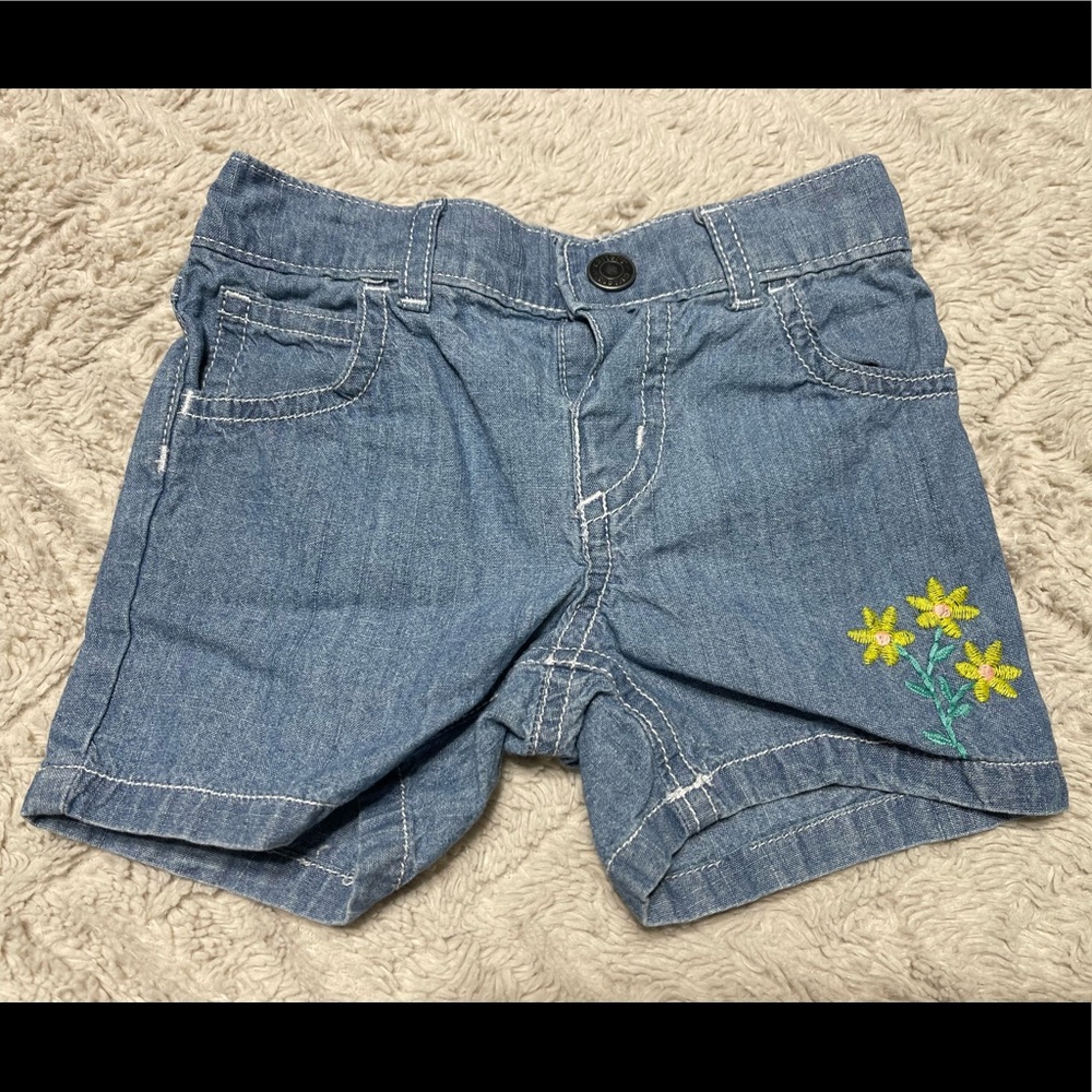 Carters 12 month printed denim shorts with snap button closure